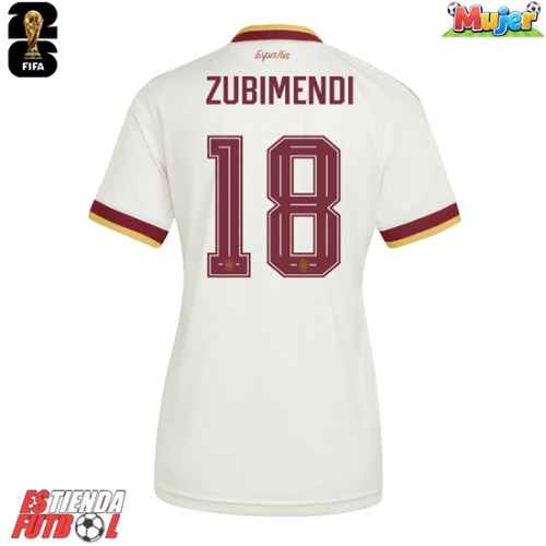 España Martin Zubimendi #18 Segunda Equipación Mujer Mundial 2026 Manga Corta
